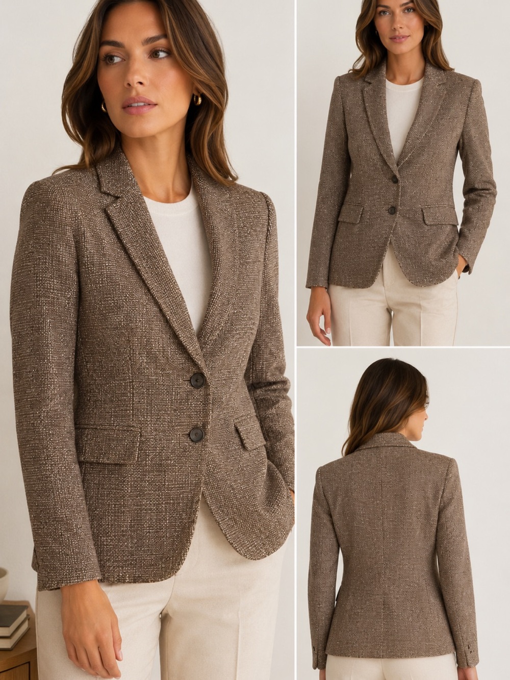 Max Mara Made in Italy Wool Blend Tweed Blazer Jacket NWOT Size 10